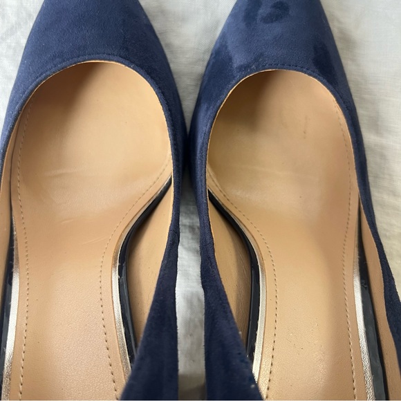 WHBM Elisa Officer Pumps Blue Suede Pointed Toe Heels - Picture 5 of 11
